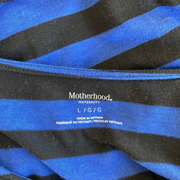 Motherhood Maternity, blue and black striped babydoll top, size Large - Picture 4 of 4